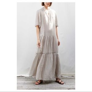 Apiece Apart Alta Tiered Organic Dot Maxi Dress
